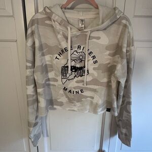 Camouflage Hoodie with Three Rivers Maine Print